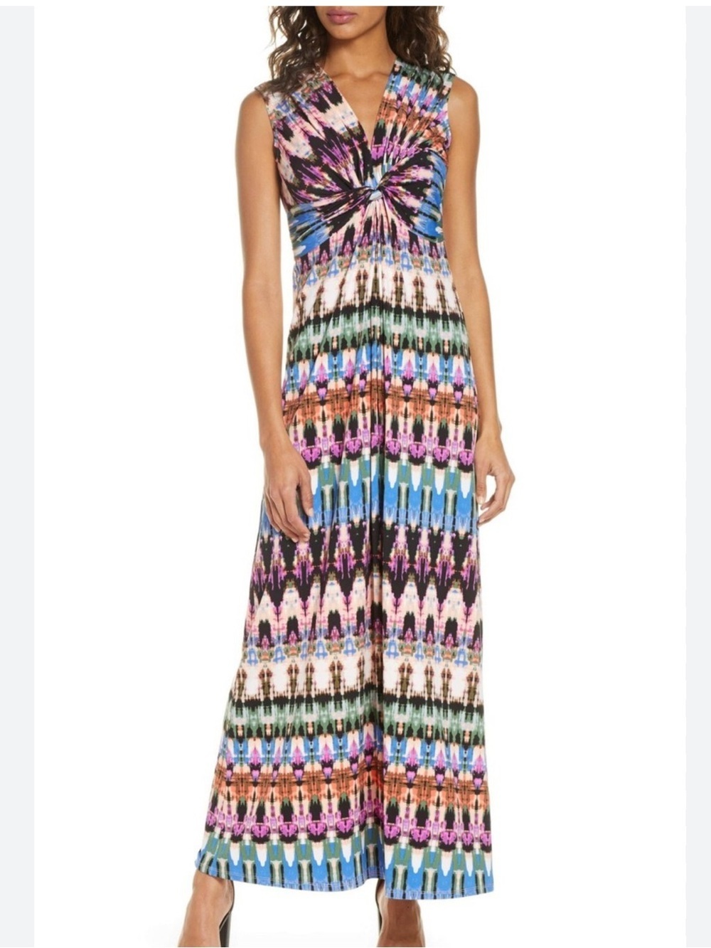 Eliza J Front twist stretch colorful contemporary tie euro summer maxi dress